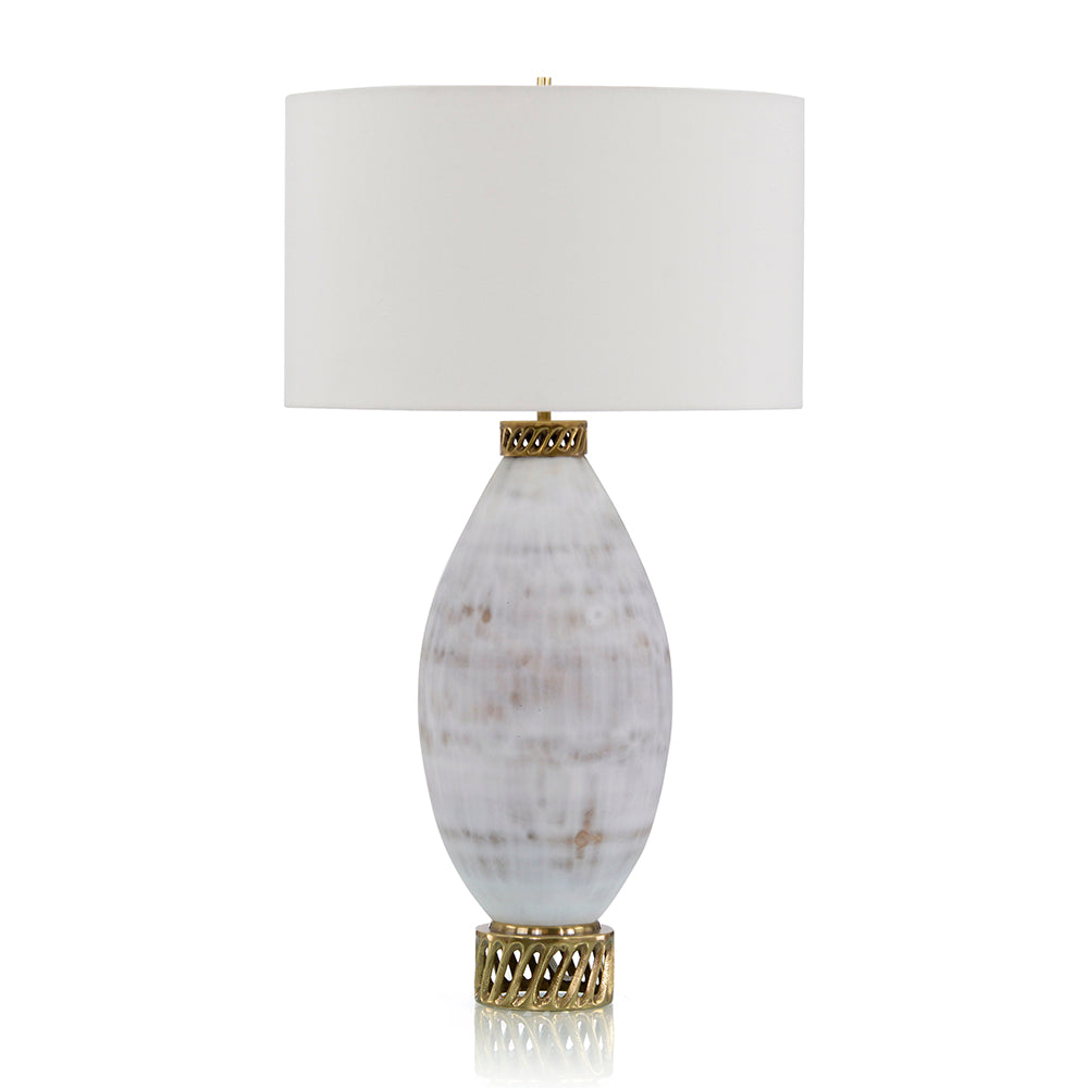 White and Cream Marbled Glass Table Lamp