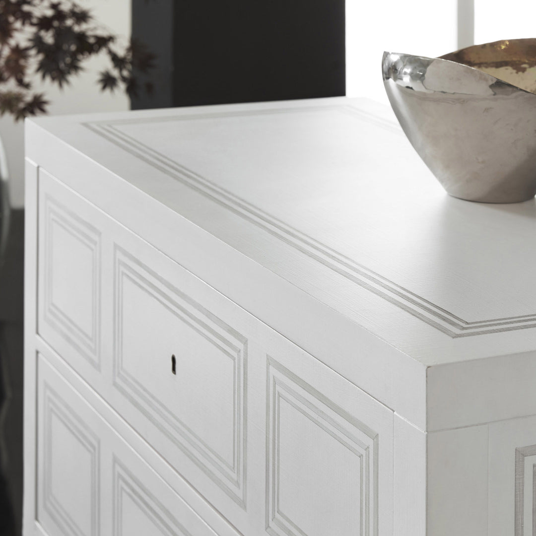 Milan Bedside-White Linen with Grey Accent