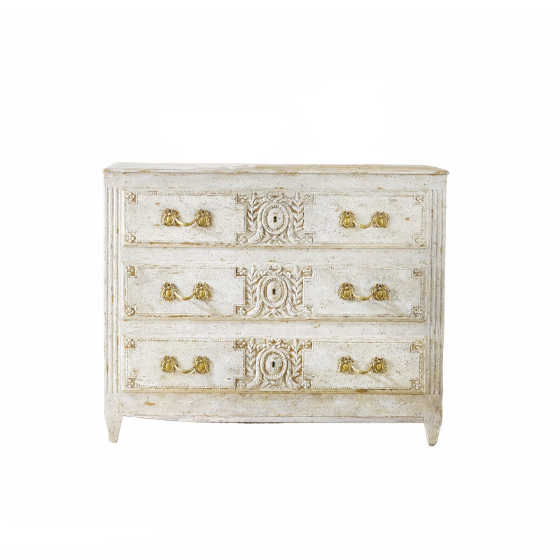 Carved and Painted 3 Drawer Chest