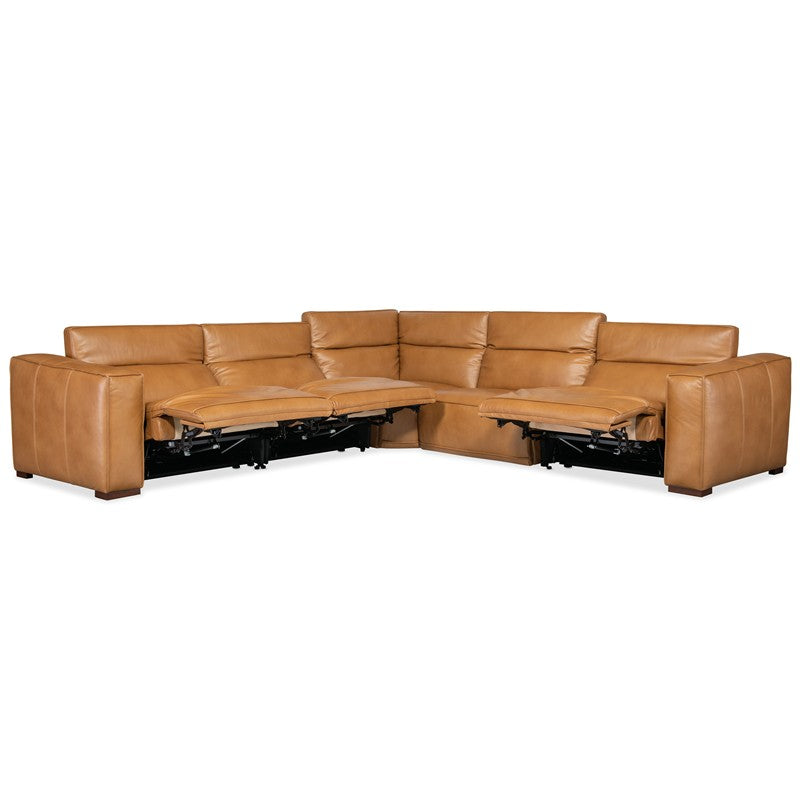 MS - Fresco 5 Seat Sectional 3-Power - Light Brown