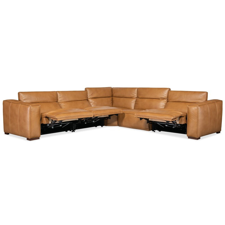 MS - Fresco 5 Seat Sectional 3-Power - Light Brown