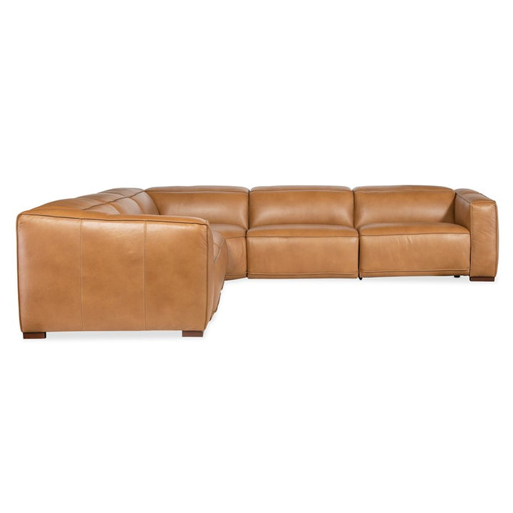 MS - Fresco 5 Seat Sectional 3-Power - Light Brown