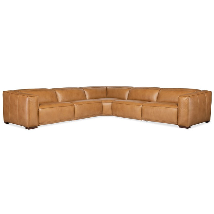 MS - Fresco 5 Seat Sectional 3-Power - Light Brown