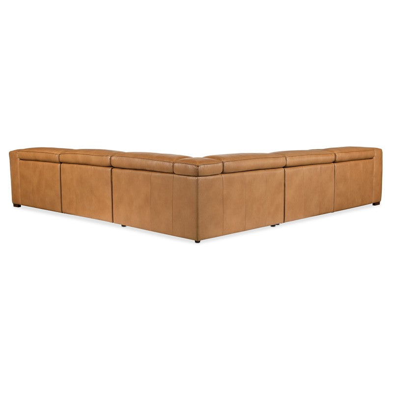 MS - Fresco 5 Seat Sectional 4-Power - Light Brown