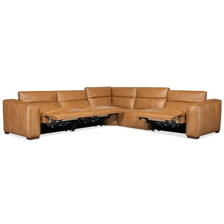MS - Fresco 5 Seat Sectional 4-Power - Light Brown