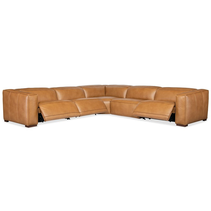 MS - Fresco 5 Seat Sectional 4-Power - Light Brown