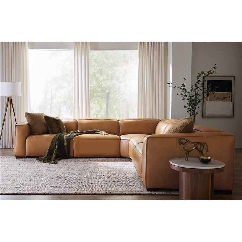 MS - Fresco 5 Seat Sectional 4-Power - Light Brown