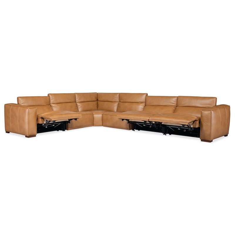 MS - Fresco 6 Seat Sectional 3-Power - Light Brown