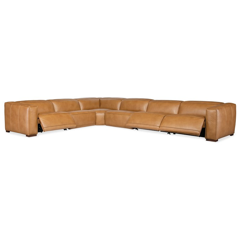 MS - Fresco 6 Seat Sectional 3-Power - Light Brown