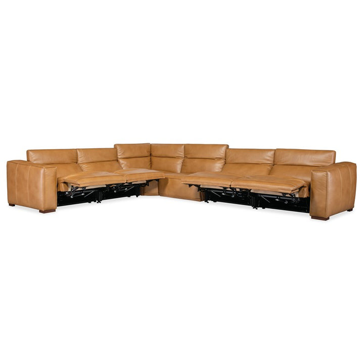 MS - Fresco 6 Seat Sectional 4-Power - Light Brown