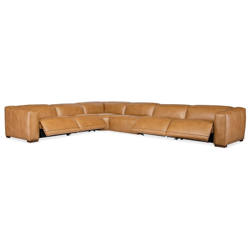 MS - Fresco 6 Seat Sectional 4-Power - Light Brown