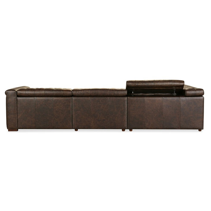 SS - Savion Deux 5 Seat Sectional With Three Power Recliners And Six Power Headrests - Dark Brown
