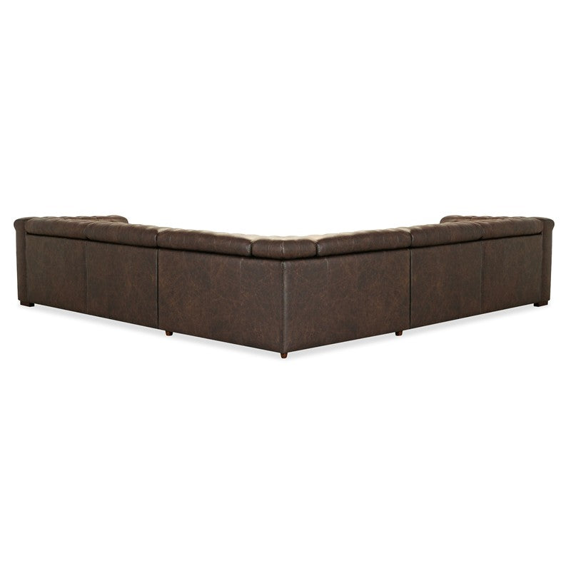 SS - Savion Deux 5 Seat Sectional With Three Power Recliners And Six Power Headrests - Dark Brown