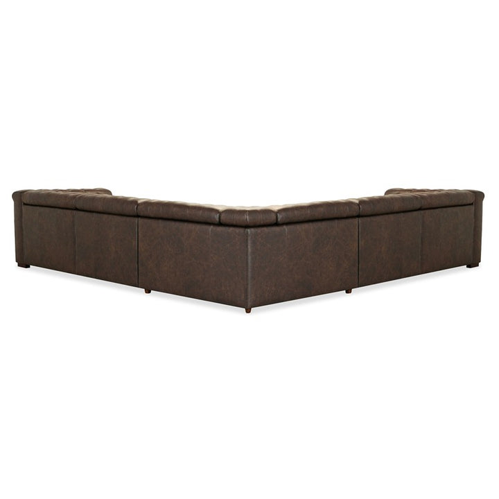 SS - Savion Deux 5 Seat Sectional With Three Power Recliners And Six Power Headrests - Dark Brown