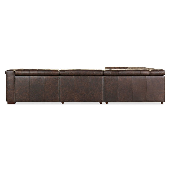 SS - Savion Deux 5 Seat Sectional With Three Power Recliners And Six Power Headrests - Dark Brown
