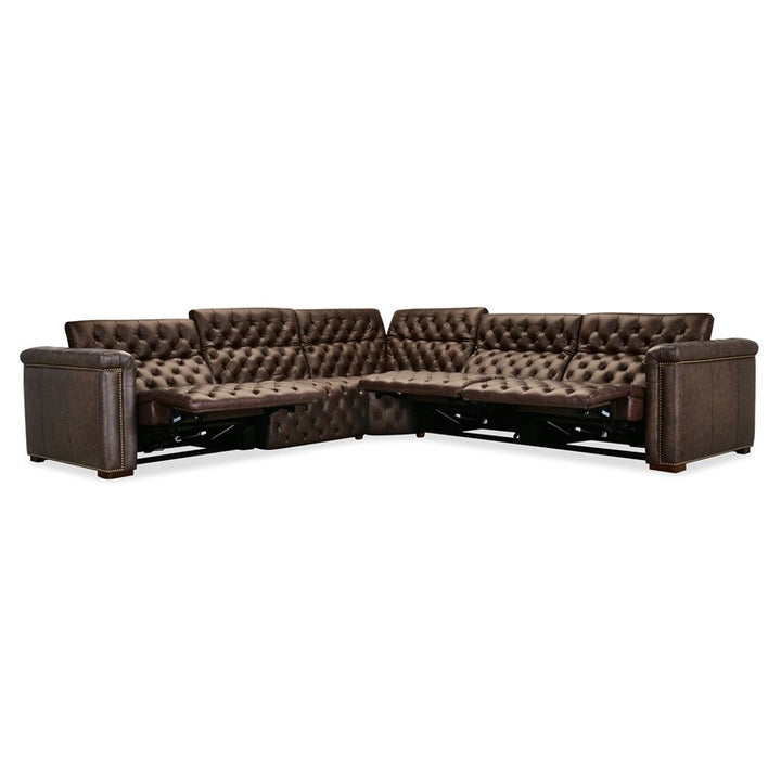 SS - Savion Deux 5 Seat Sectional With Three Power Recliners And Six Power Headrests - Dark Brown