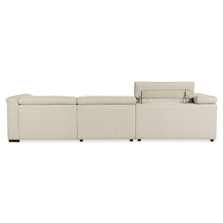 SS - Savion Deux 5 Seat Sectional With Four Power Recliners And Six Power Headrests - Beige