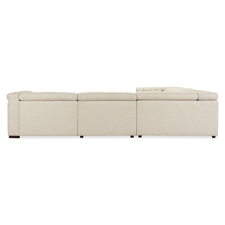 SS - Savion Deux 5 Seat Sectional With Four Power Recliners And Six Power Headrests - Beige