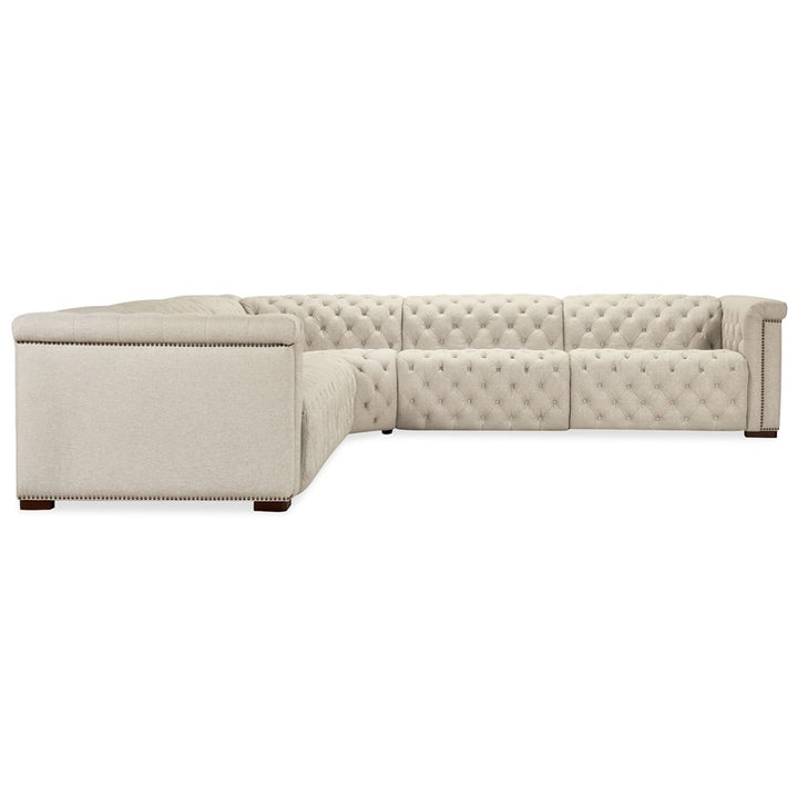 SS - Savion Deux 5 Seat Sectional With Four Power Recliners And Six Power Headrests - Beige