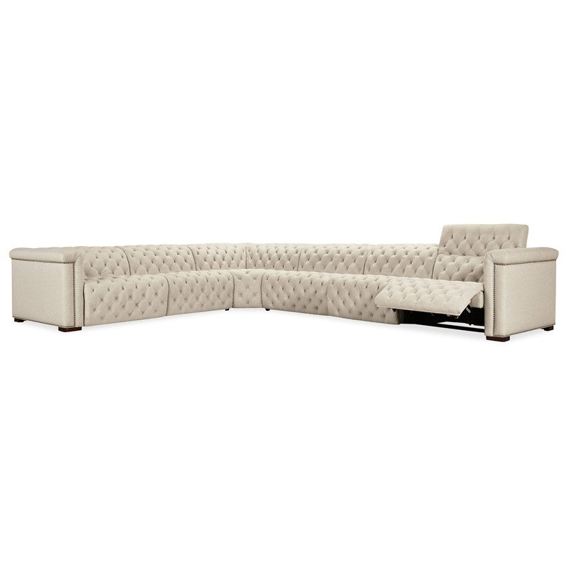SS - Savion Deux 6 Seat Sectional With Four Power Recliners And Seven Power Headrests - Beige
