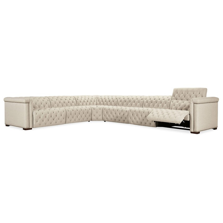 SS - Savion Deux 6 Seat Sectional With Four Power Recliners And Seven Power Headrests - Beige