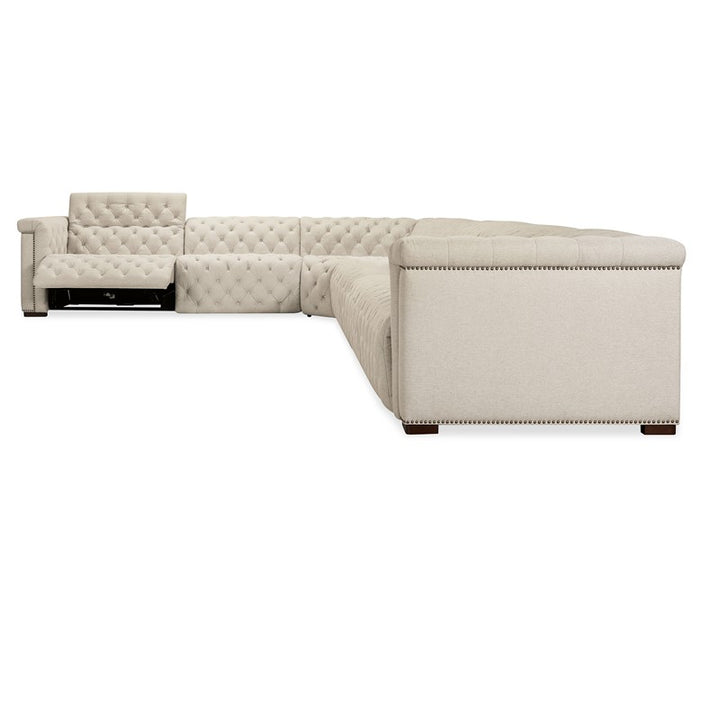 SS - Savion Deux 6 Seat Sectional With Four Power Recliners And Seven Power Headrests - Beige