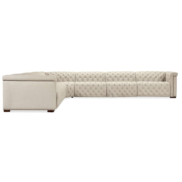 SS - Savion Deux 6 Seat Sectional With Four Power Recliners And Seven Power Headrests - Beige