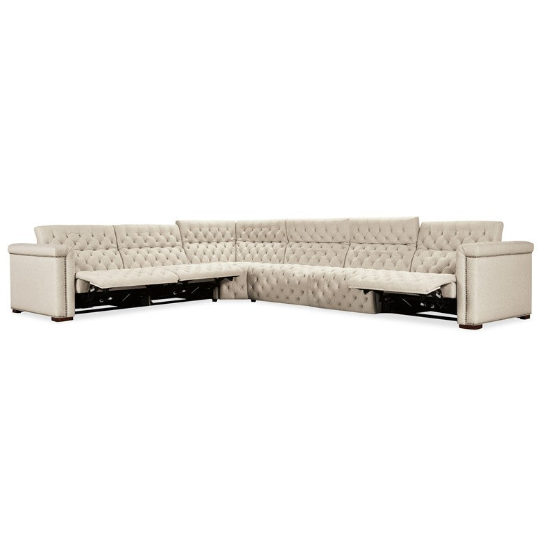 SS - Savion Deux 6 Seat Sectional With Four Power Recliners And Seven Power Headrests - Beige