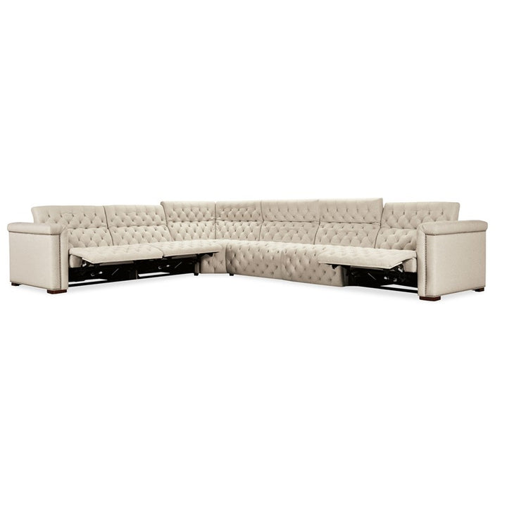 SS - Savion Deux 6 Seat Sectional With Four Power Recliners And Seven Power Headrests - Beige