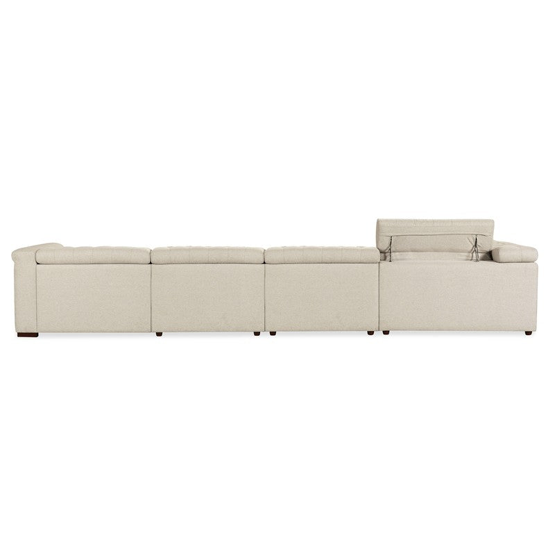 SS - Savion Deux 6 Seat Sectional With Four Power Recliners And Seven Power Headrests - Beige