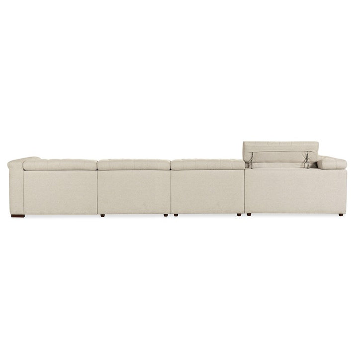 SS - Savion Deux 6 Seat Sectional With Four Power Recliners And Seven Power Headrests - Beige