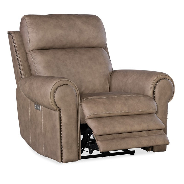 SS - Duncan Power Recliner With Power Headrest & Lumbar - Light Brown