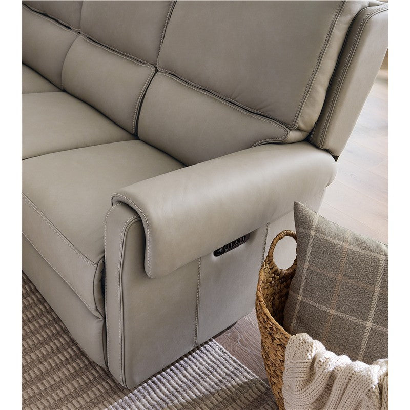 SS - Somers Power Sofa With Power Headrest - Pearl Silver