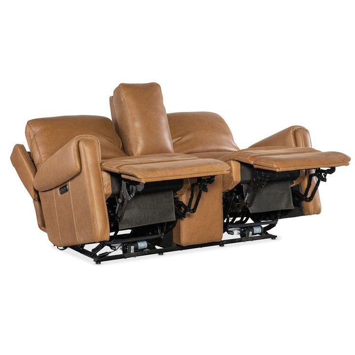 SS - Somers Power Console Loveseat With Power Headrest - Light Brown