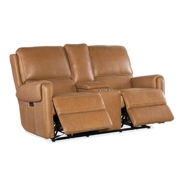 SS - Somers Power Console Loveseat With Power Headrest - Light Brown