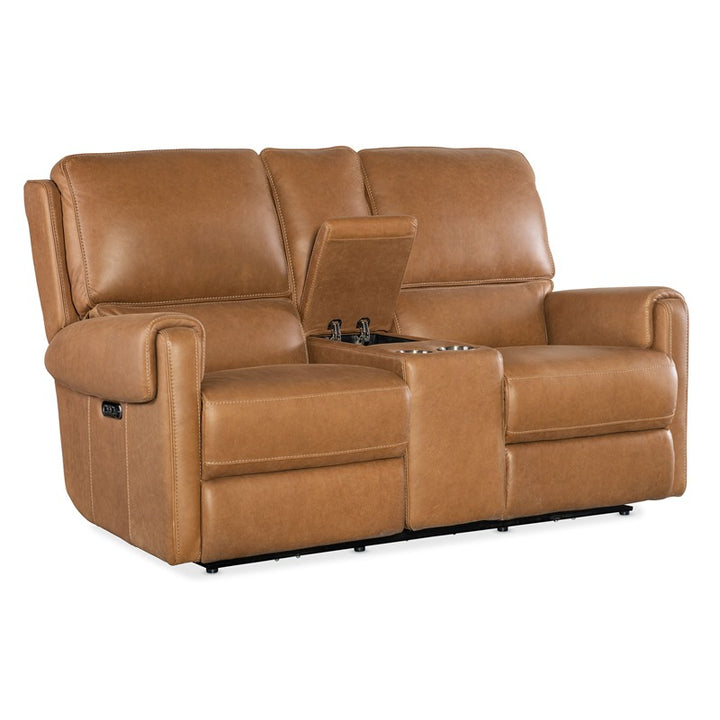SS - Somers Power Console Loveseat With Power Headrest - Light Brown