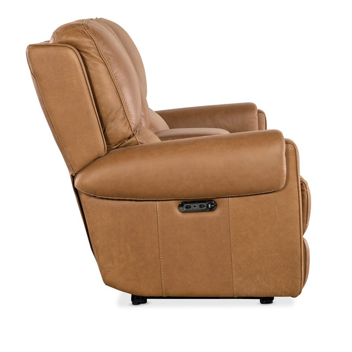 SS - Somers Power Console Loveseat With Power Headrest - Light Brown