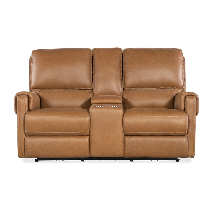 SS - Somers Power Console Loveseat With Power Headrest - Light Brown