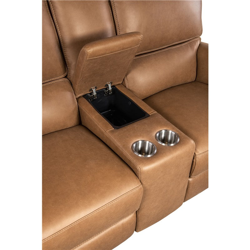 SS - Somers Power Console Loveseat With Power Headrest - Light Brown
