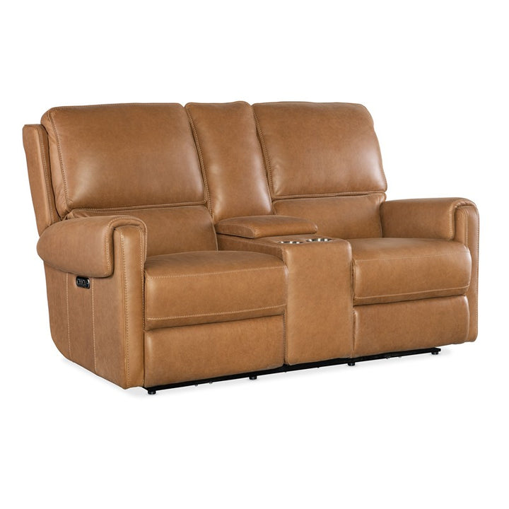 SS - Somers Power Console Loveseat With Power Headrest - Light Brown