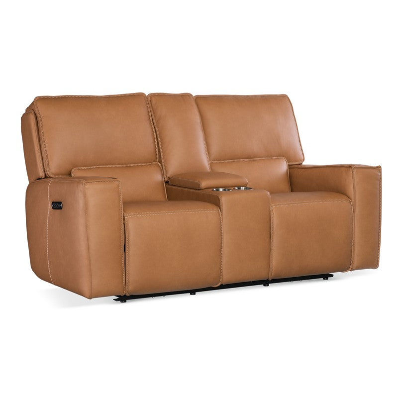 MS - Miles Zero Gravity Power Console Loveseat With Power Headrest - Light Brown