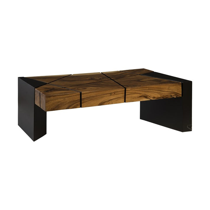 Criss Cross Coffee Table on Black Iron Legs